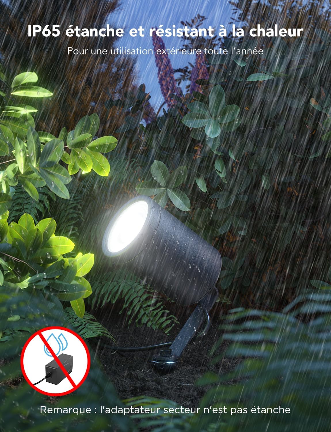 Projecteurs extérieurs LED Govee, décoration de Noël, étanche IP65, éclairage paysager pour l'extérieur, éclairages intelligents Wi-Fi, fonctionne avec Alexa, couleur RGBIC pour jardin, cour, lot de 2 [Classe énergétique G]