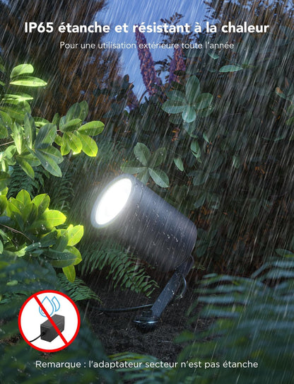 Projecteurs extérieurs LED Govee, décoration de Noël, étanche IP65, éclairage paysager pour l'extérieur, éclairages intelligents Wi-Fi, fonctionne avec Alexa, couleur RGBIC pour jardin, cour, lot de 2 [Classe énergétique G]