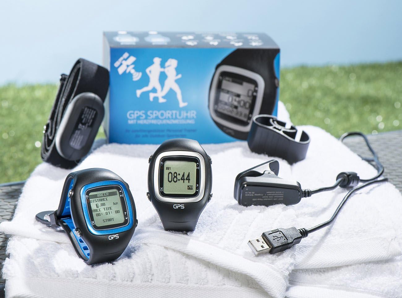 Millennium GPS Montre de sport avec Weichem Brustgurt et Herzfrequenzmesser Blau