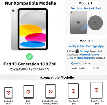 AVNICUD Tastatur für iPad 10 Generation 2022 10.9"/A16 11 Generation 2025 mit Touchpad, Hülle mit Tastatur für iPad 10 2022 Beleuchtete Magnetische Bluetooth Abnehmbare QWERTZ, Schwarz