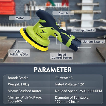 Ecarke 27 pièces Auto-Polier- und Polierset, Autopolierer, Cable Losser Auto-Pufferpoliser – avec 2 pièces 12-V-Lithiumbatterie-Polierpuffer, Geschwindigkeit variable, Autopoliserer zum Schleifen, Polissage