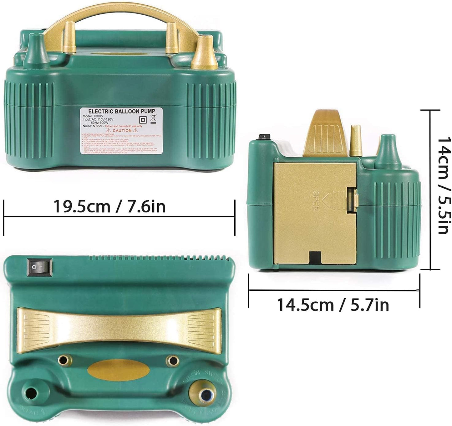 PartyWoo 110V 600W Pompe à Ballon Électrique, Blaser à Ballon Tragbarer, Pompe à Air Double pour Ballons
