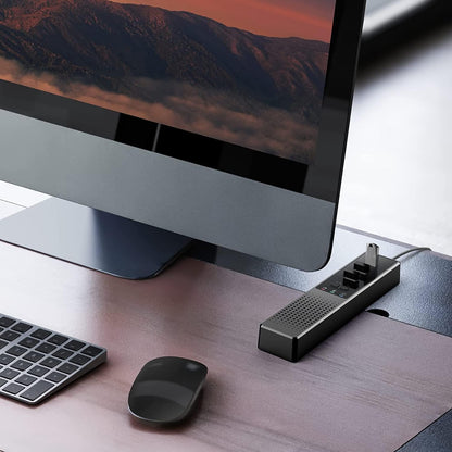 Haut-parleur d'ordinateur avec microphone, haut-parleur PC compatible USB JOYACCESS pour bureau à domicile intelligent et apprentissage en ligne, haut-parleur d'ordinateur 3 en 1 portable et externe avec hubs, Plug &amp; Play.