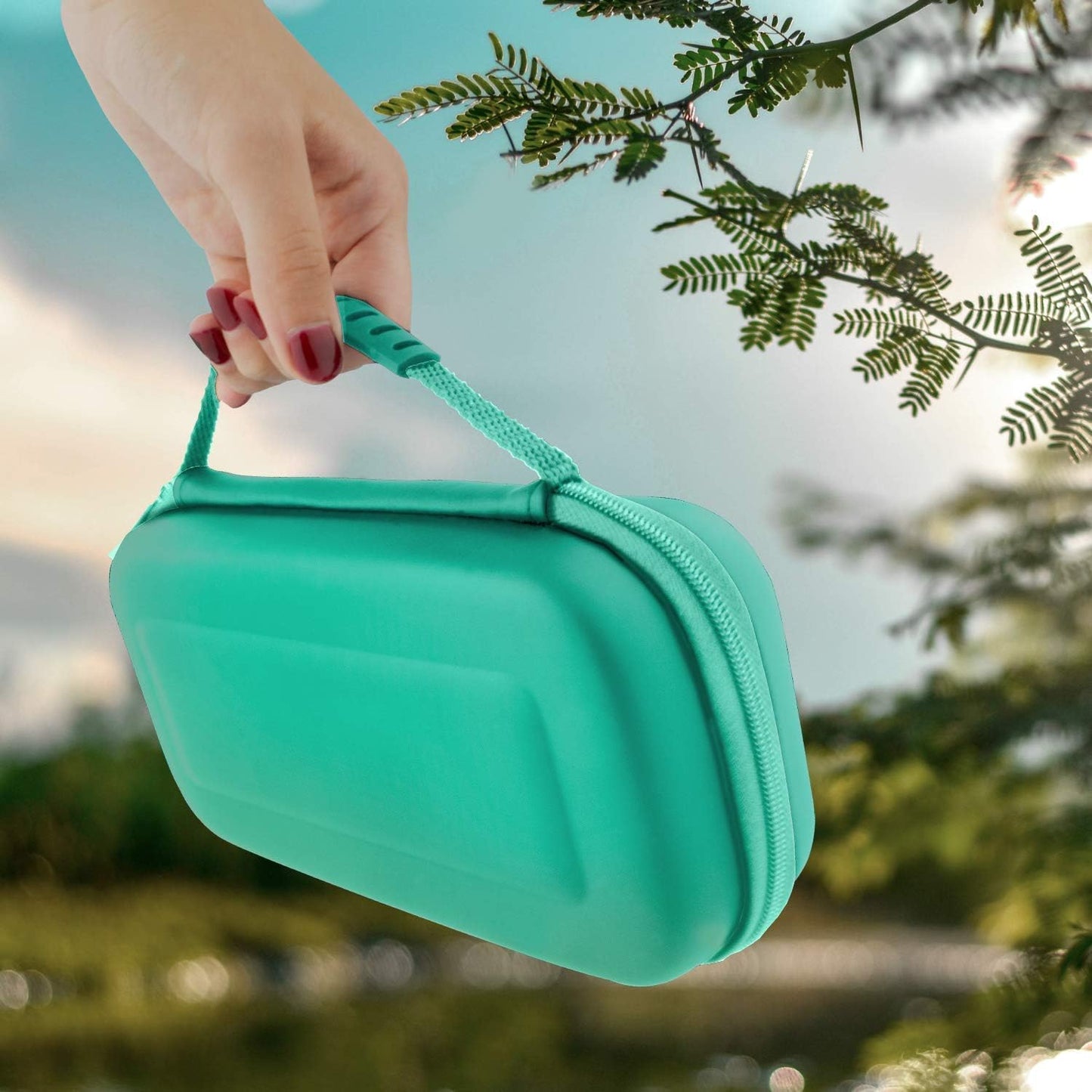 Orzly Hülle für Nintendo Switch Lite, Deluxe-Festtasche mit Reißverschluss aus robustem, stoßfestem Material für Nintendo Switch Lite-Konsole und Zubehör – Türkisblau