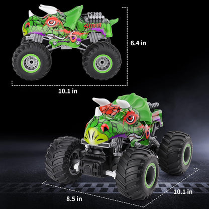 PREBOX Ferngesteuerter Monstertruck für Jungen 8-12 – RC-Dinosaurier-Autospielzeug für Kinder im Alter von 4–7 Jahren, Geburtstagsgeschenke für Jungen mit Musik und Lichtern