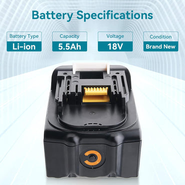VANON BL1860B 18 V 5,5 Ah Lithium-Akku, kompatibel mit Makita 18 V Akku BL1850B BL1850 BL1830B BL1830 BL1840B BL1840 BL1860 194205-3 LXT-400 Akku-Elektrowerkzeuge