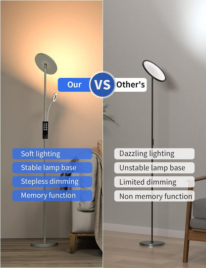 Anten Stehleuchte Dimmbar 30W LED-Deckenleuchte 5W verstellbar Leselampe Weiß