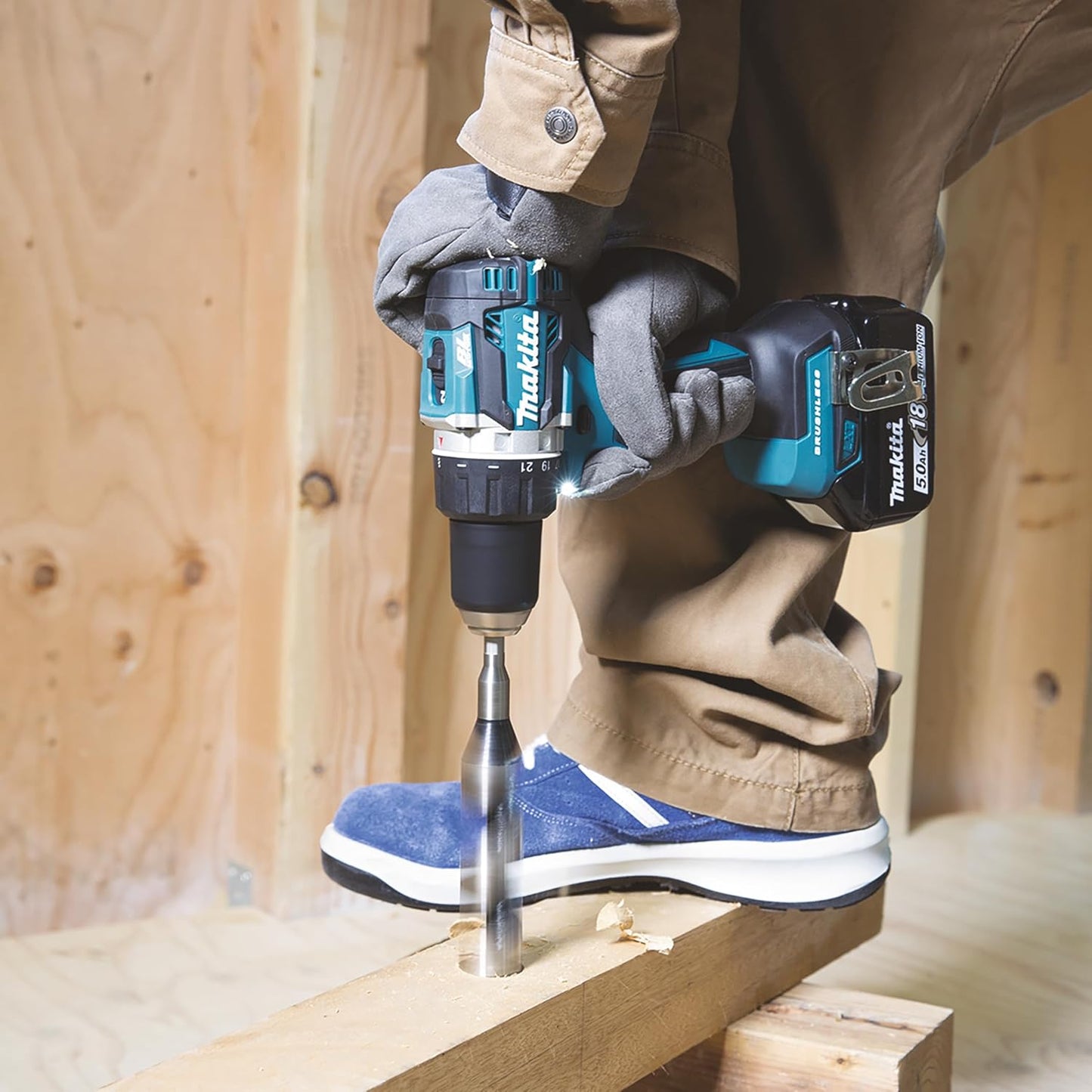 Makita DDF484 Akku Bohrschrauber 18 V (ohne Akku, ohne Ladegerät), Blau, Silber