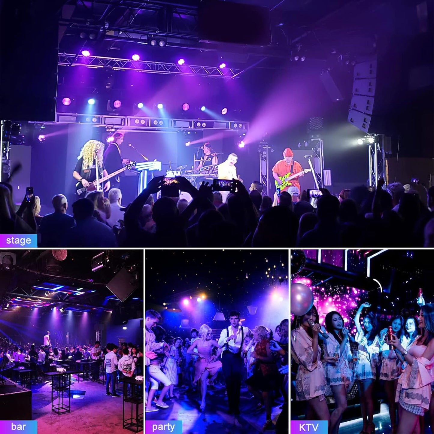 BETOPPER LED Par Strahler 54x3W LED Bühnenlicht mit Auto/Musikgesteuert/DMX512, Partylicht RGB 3-in-1 7 Farbe Bühnenbeleuchtung, LED Par Licht für Hochzeit Club Bar Konzertbars Show Party [Energieklasse F]