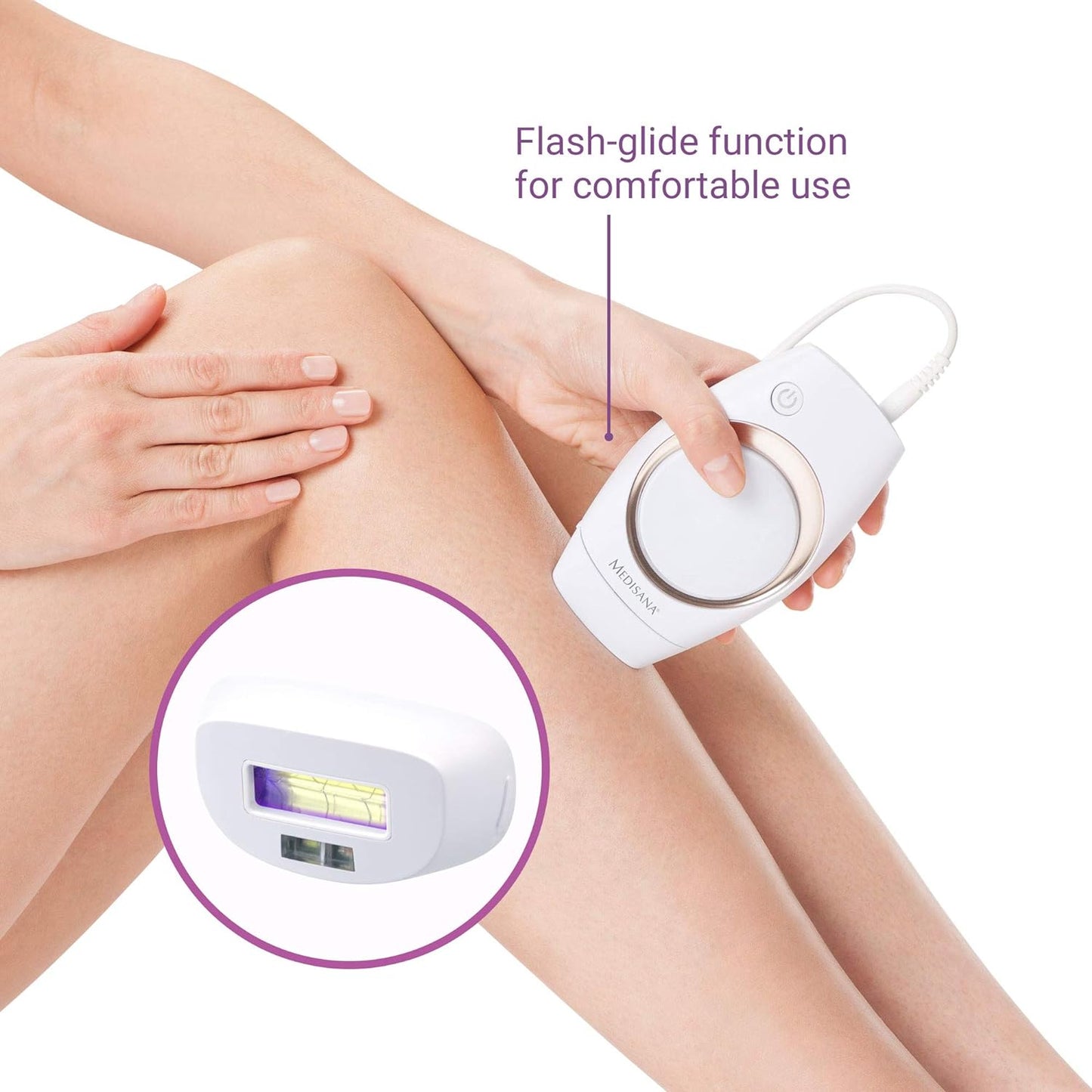 Traitement d'épilation Medisana IPL 840, traitement d'épilation avec une surface lisse et haute, réduction des poils avec 100 000 impulsions lumineuses, traitement d'épilation avec capteur élevé et 6 intensités