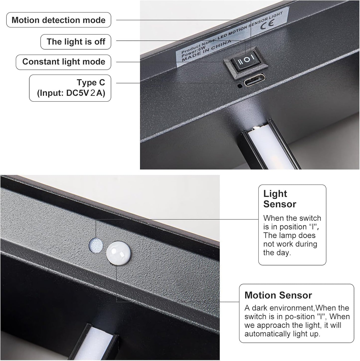 Liyabber 6W LED Akku Wandleuchte Kabellos mit Bewegungsmelder, USB-C Wiederaufladbare Akku Wandlampen, 3200mAh Innenwandleuchte mit Schalter, 2-teilige Hallamp Akkubetriebene Treppenhaus Wandbeleuchtung [Energieklasse F]