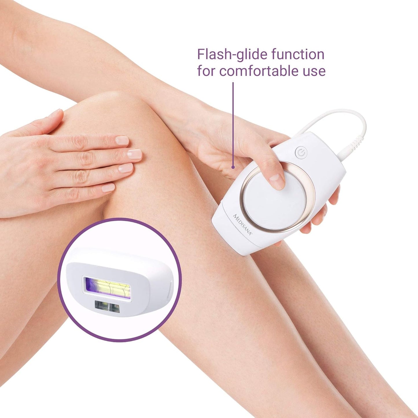 Traitement d'épilation Medisana IPL 840, traitement d'épilation avec une surface lisse et haute, réduction des poils avec 100 000 impulsions lumineuses, traitement d'épilation avec capteur élevé et 6 intensités