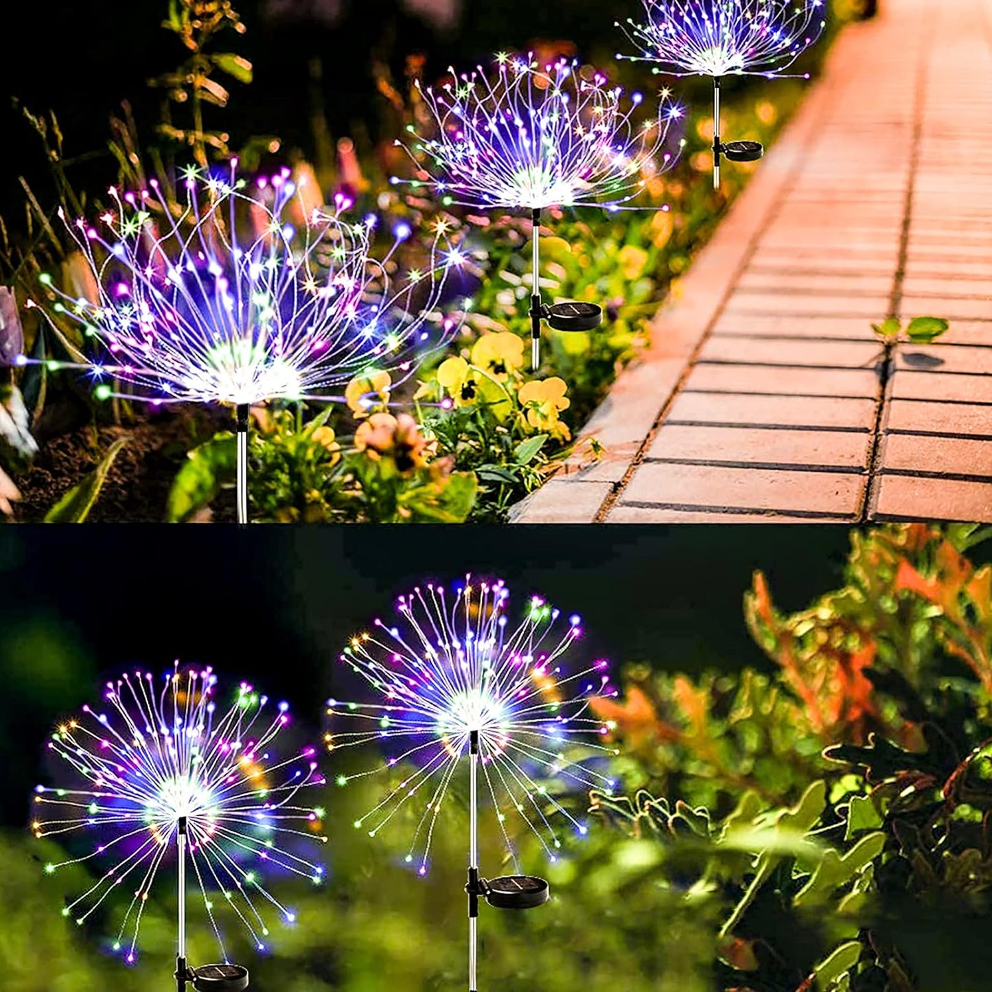 ZLDM 2 Stück Solar-Feuerwerkslicht, Solarleuchten für den Außenbereich, Garten, 2 Blinkmodi, 120 LEDs, IP65 wasserdicht, Gartenleuchten, Solarleuchten für Garten, Terrasse, Rasen, Weihnachtsdekoration (mehr)