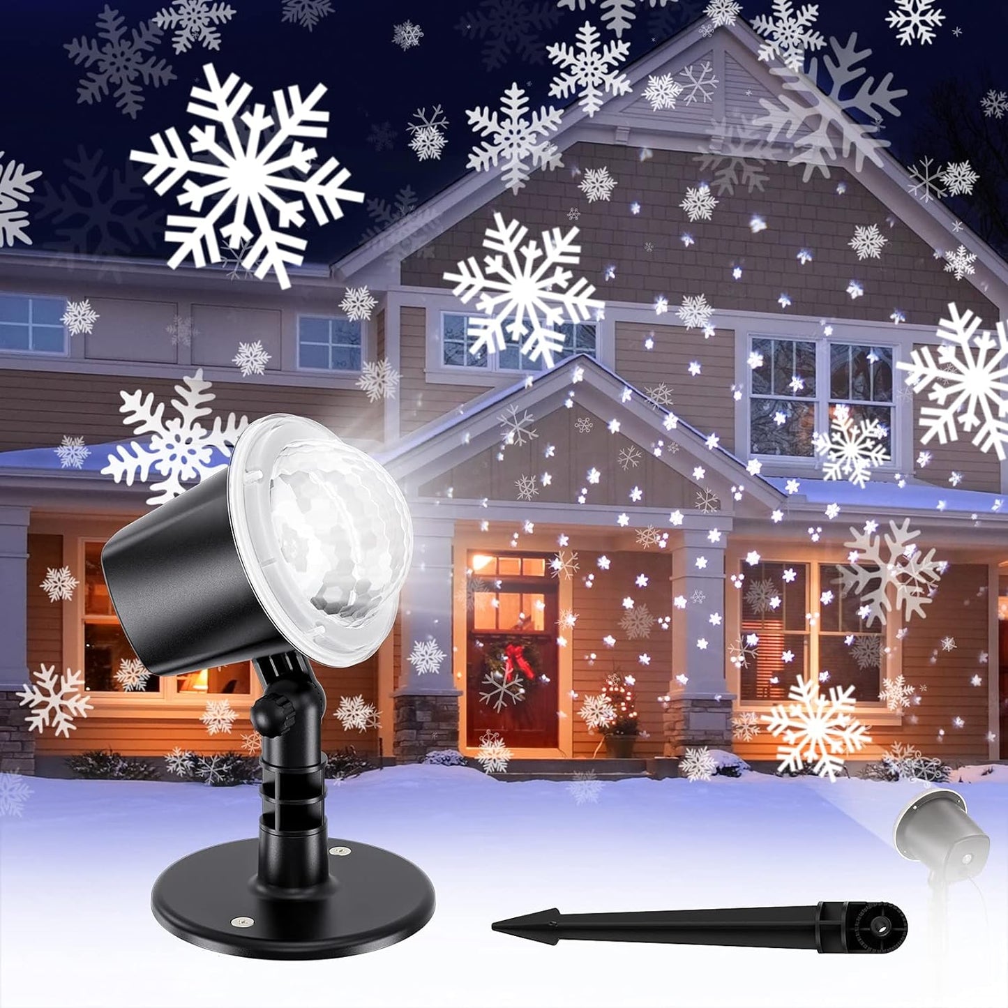 Projecteur de Noël KOICAXY, projecteur LED étanche pour l'intérieur et l'extérieur, projecteur de chutes de neige pour Halloween, Noël, Urlaub, fête