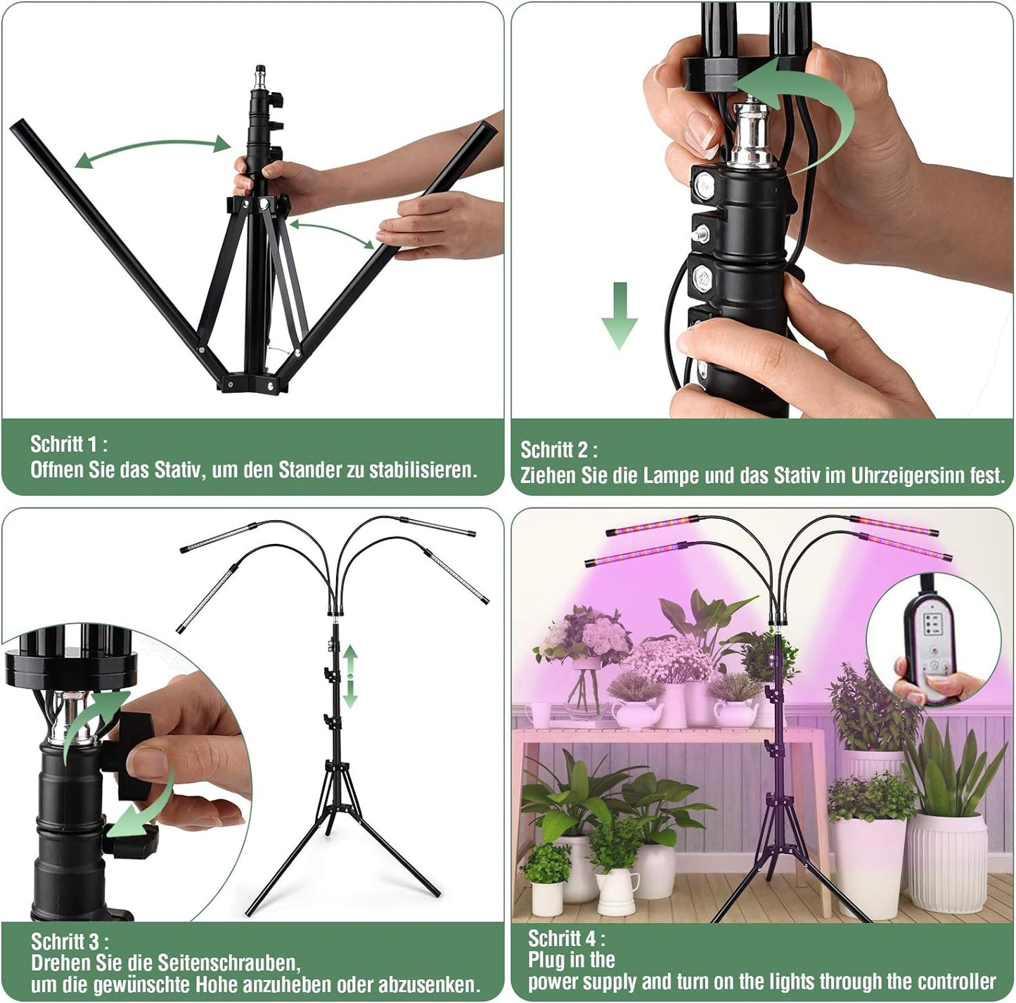 ONEVEZ-Pflanzenlampe LED-Pflanzenlicht Wachstumslampe-Vollspektrum Pflanzenleuchte-Grow Lampe-Zimmerpflanzen - 40W mit 80 LEDs, mit 3 Arten von Modus, 6 Arten von Helligkeit mit Zeitschaltuhr