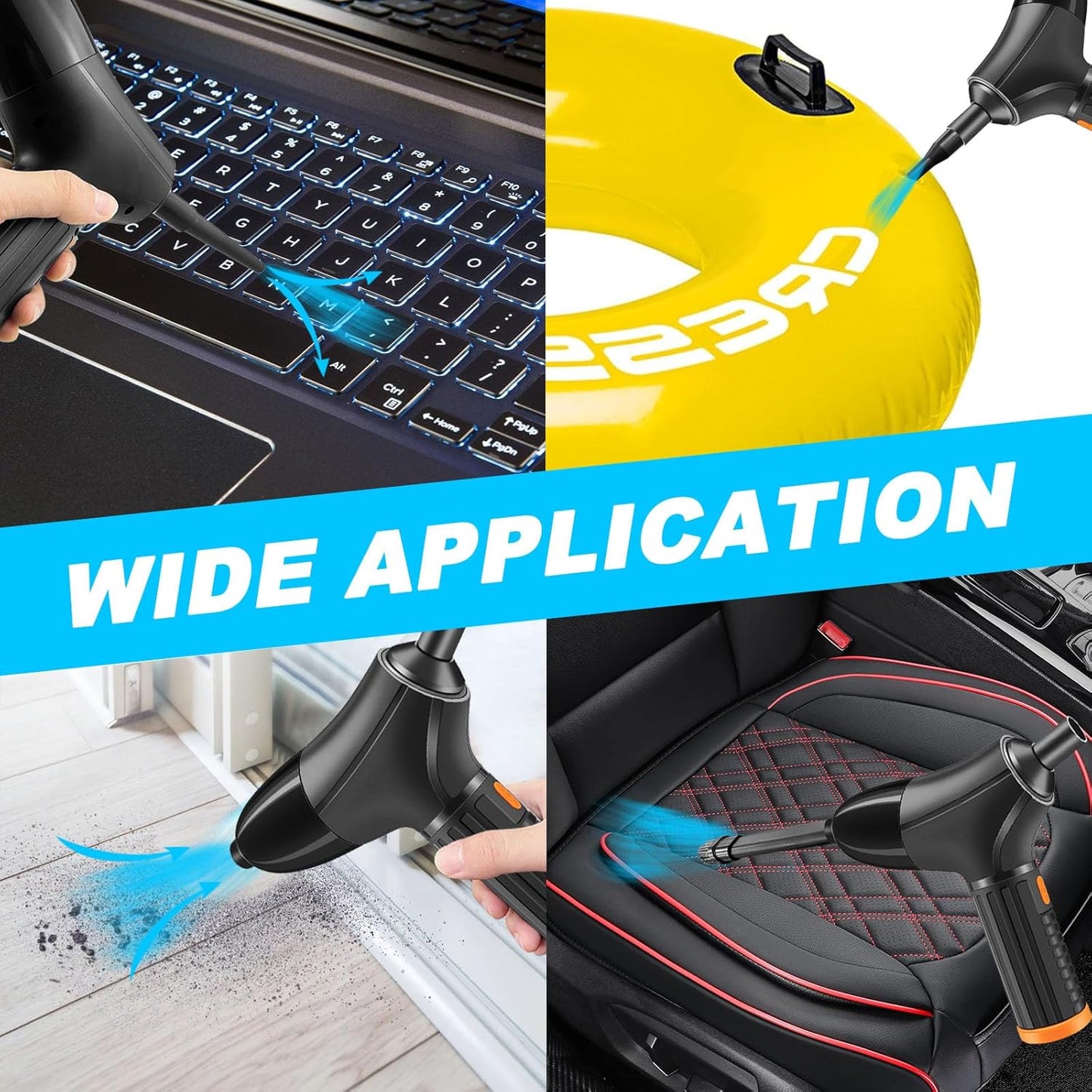 GZkedu Kabellos Handstaubsauger Akku, 18000Pa Typ-C Auto Staubsauger Kabellos, 2 in 1 Staubsauger & Gebläse, USB Aufladbar Tragbar Handstaubsauger für Auto Haus Küche Tierhaar Reinigung