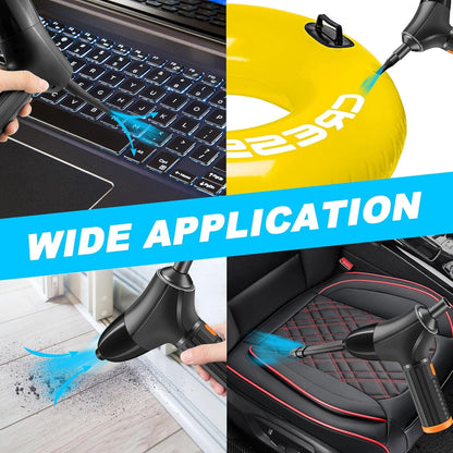 GZkedu Kabellos Handstaubsauger Akku, 18000Pa Typ-C Auto Staubsauger Kabellos, 2 in 1 Staubsauger & Gebläse, USB Aufladbar Tragbar Handstaubsauger für Auto Haus Küche Tierhaar Reinigung