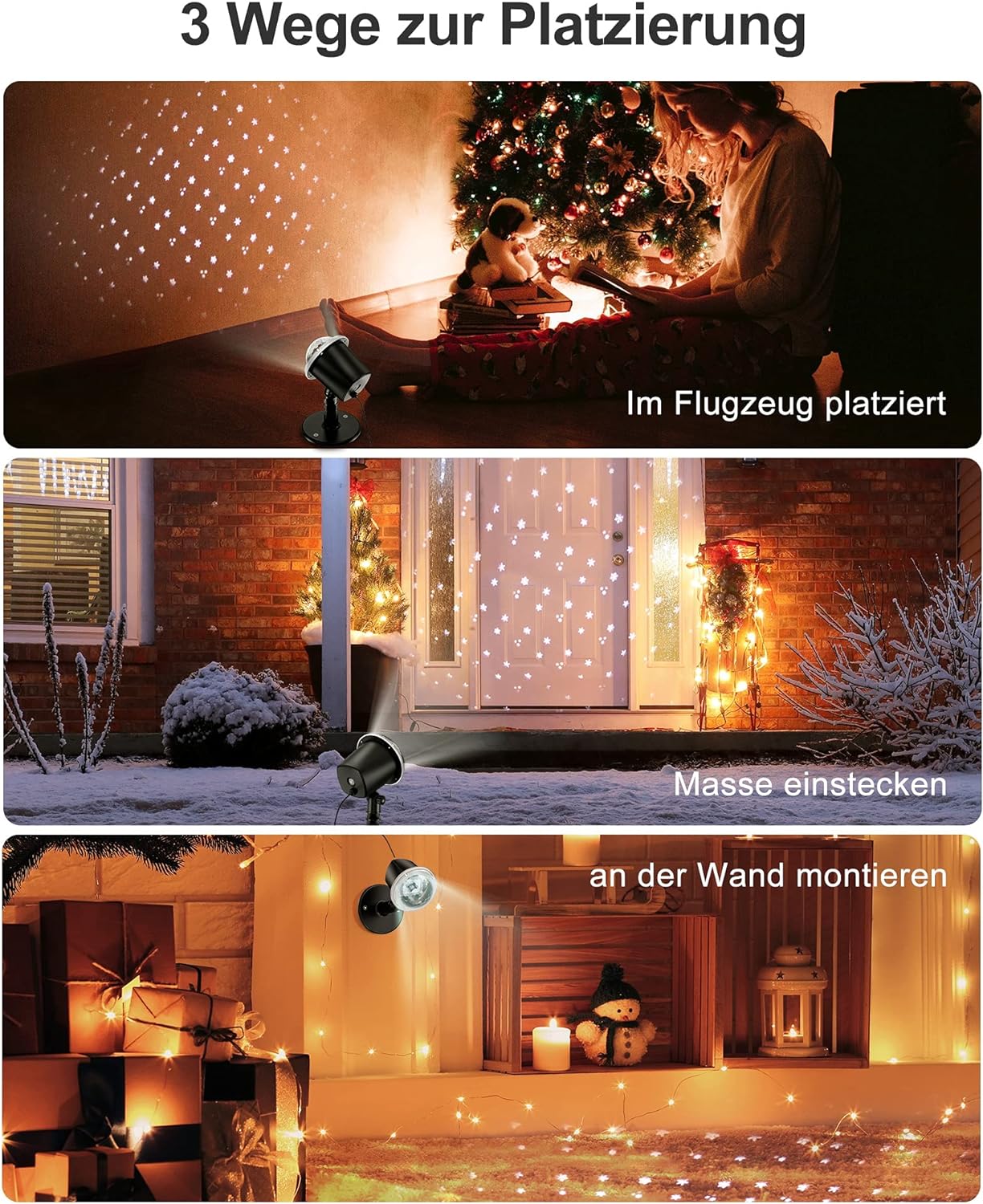 Projecteur de Noël KOICAXY, projecteur LED étanche pour l'intérieur et l'extérieur, projecteur de chutes de neige pour Halloween, Noël, Urlaub, fête