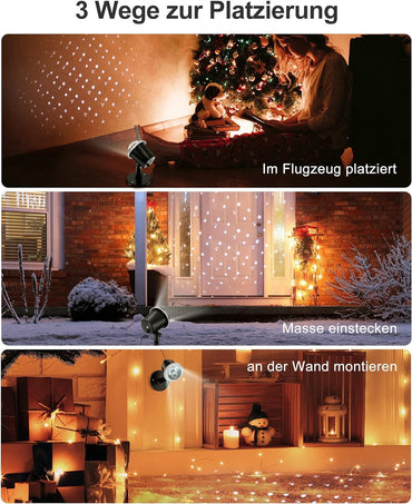 Projecteur de Noël KOICAXY, projecteur LED étanche pour l'intérieur et l'extérieur, projecteur de chutes de neige pour Halloween, Noël, Urlaub, fête