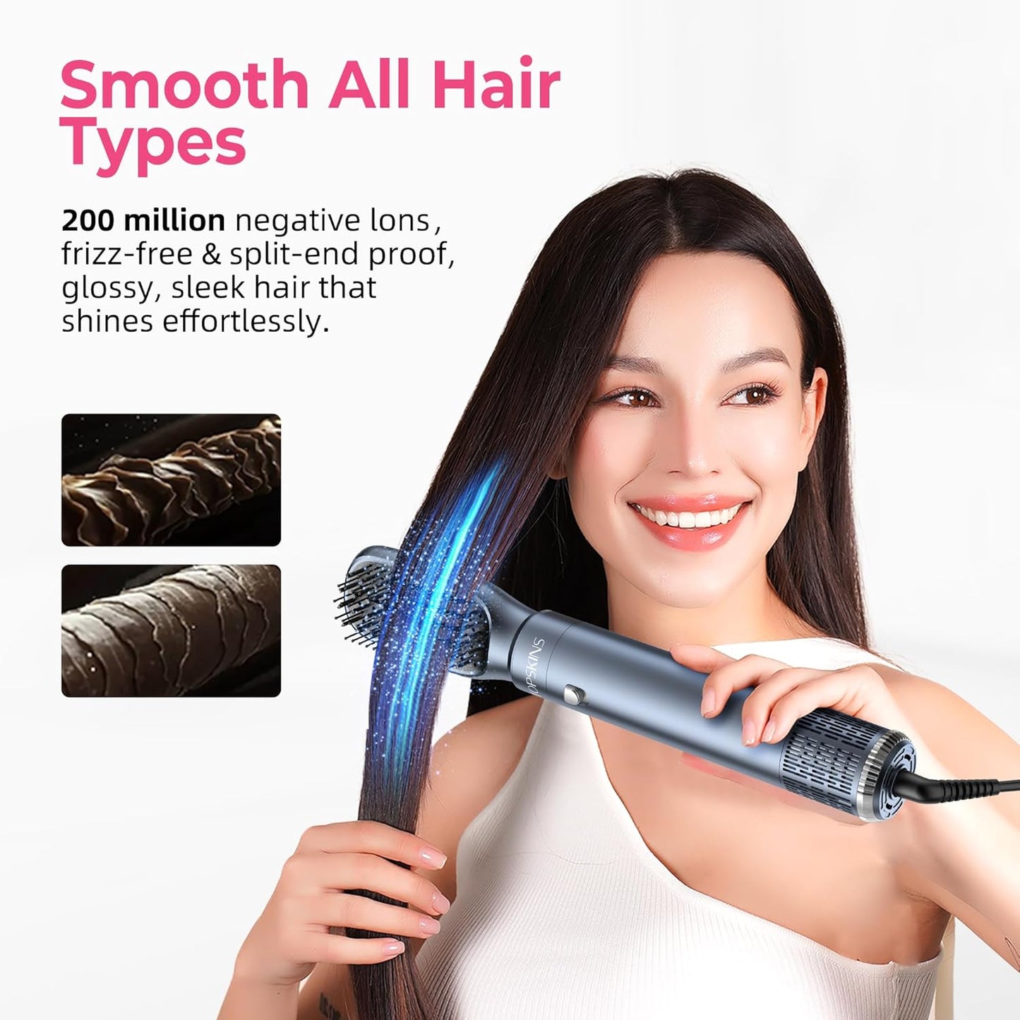 Atopskins Pro Air styler 6 in 1 Airbrush Haarstyler Hair Styler mit Rundbürste, Warmluftbürste, Föhnbürste, Haartrockner, Air Culer, Hairstyler Airstyler für Alle Haartypen, Trocknen, Glätten, Locken
