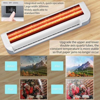 Nestling Laminiergerät A3 A4, geräuschloses Laminieren 80-125mic, kompaktes Gehäuse, geschnittene Pappe und 10 Testhüllen OL341