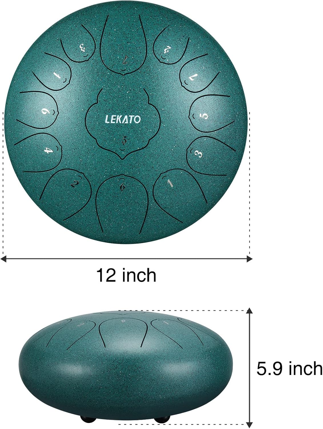 LEKATO Stahlzungentrommel, 30,5 cm 13-Ton-Zungentrommel, Steel Pan-Töne, Schlaginstrument, Handpan-Drommel pour la méditation, le yoga, Klangheilung
