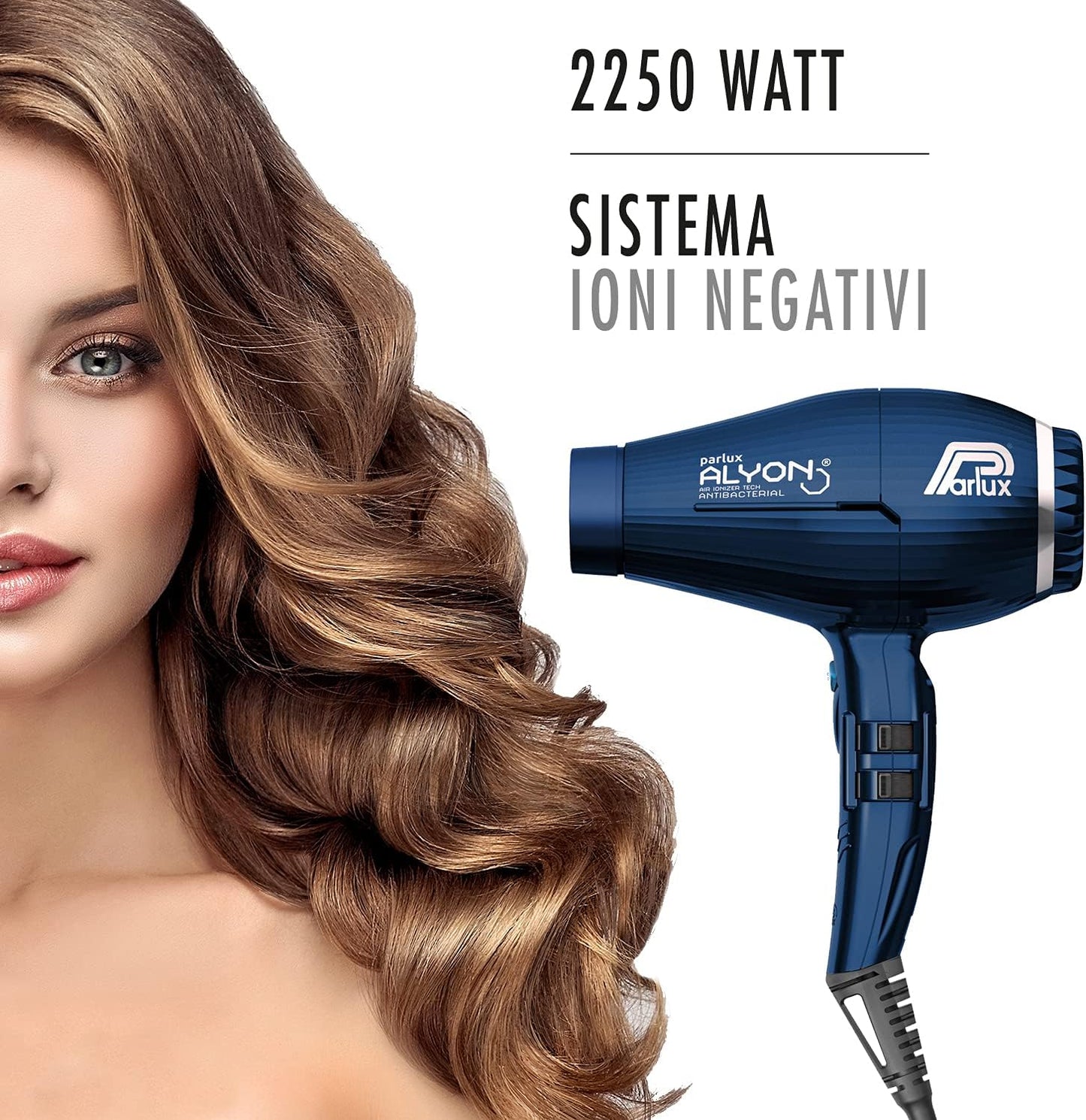Parlux Alyon Haartrockner & Diffusor 2250 W Nachtblau. Leichter, langlebiger Profi-Haartrockner mit Luftionisierer-Technologie. Temperaturen und Magic Sense Diffusor