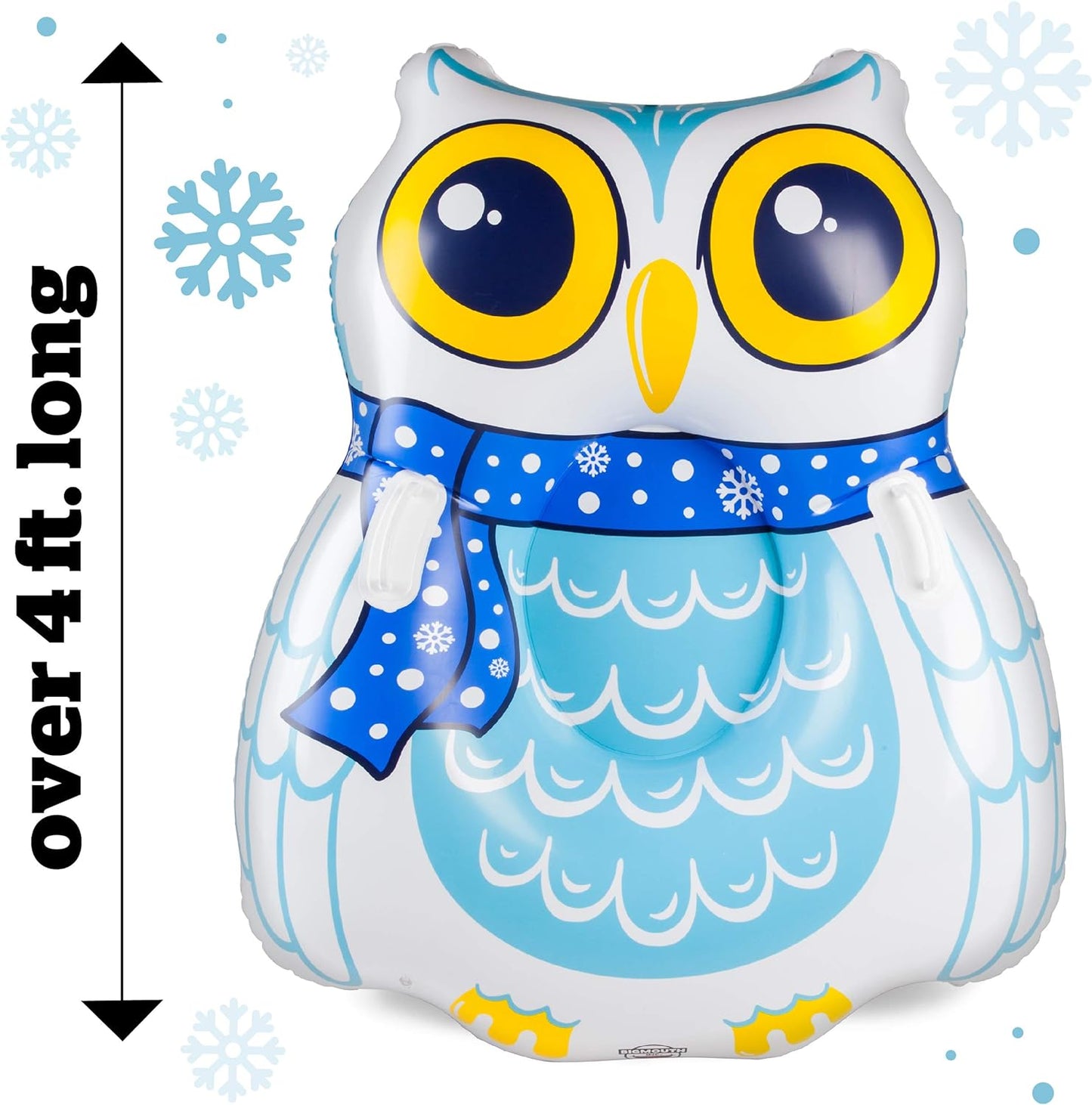 BigMouth Inc. Aufblasbarer Schneeeulen-Schneeschlauch mit leicht zu greifenden Griffen aus strapazierfähigem Vinyl mit verschweißten Nähten | Über 4 Fuß lang | Ein tolles Geschenk | 121 cm x 99 cm x 35 cm