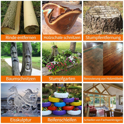 Pomsare Holz Schleifscheiben 125mm für Winkelschleifer - Raspelscheibe, Holzschnitzscheibe Frässcheibe, Flexscheibe, Baumstumpffräse, Wurzelfräse, Lackfräse - 4 Stück Winkelschleifer Zubehör