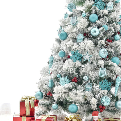 HAIGOU 113 Weihnachtskugeln Christbaumschmuck Aufhänger Christbaumkugeln für den Weihnachtsbaum Weihnachtsbaumschmuck Weihnachtsbaumkugeln (Blau)