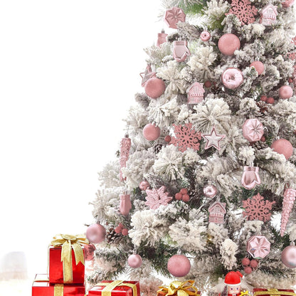 113 Weihnachtskugeln Christbaumschmuck Aufhänger Christbaumkugeln für den Weihnachtsbaum Weihnachtsbaumschmuck Weihnachtsbaumkugeln, Kunststoff, (Pink)