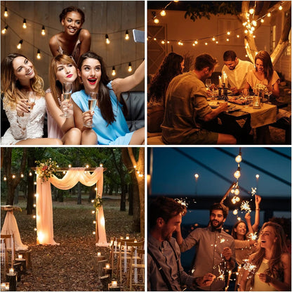 LOFTER Globel Lichterkette, 9 m Soffitten-Lichterkette für den Außenbereich, mit G40 30+3 (Ersatz-)Glühbirnen, IP44 wasserdichte Außenbeleuchtung, netzbetrieben, warmweiße Innen- und Außen-Lichterkette für Schlafzimmer, Garten