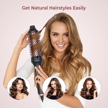 OKWRAP Thermobürste LCD Display, Ionen, Thermobürste, Lockenstab, Heißbürste, Rundbürste für Haarstyling, Heißbürste, Glättbürste, Haarstyler, Rundbürste, Glättbürste, 38 mm