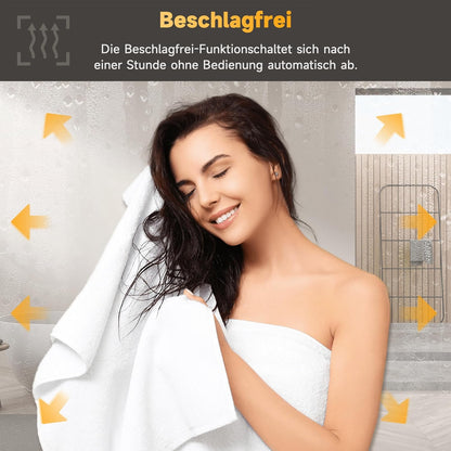 Miroir de salle de bain LED SONNI avec interrupteur tactile 80x50cm Blanc chaud IP44 Économie d'énergie