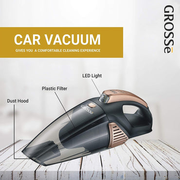 GROSSē 12 V DC Hand-Auto-Staubsauger für trockenes, nasses Auto, 150 W, 6000 PA, leistungsstark, tragbar, Schwarz, Weiß