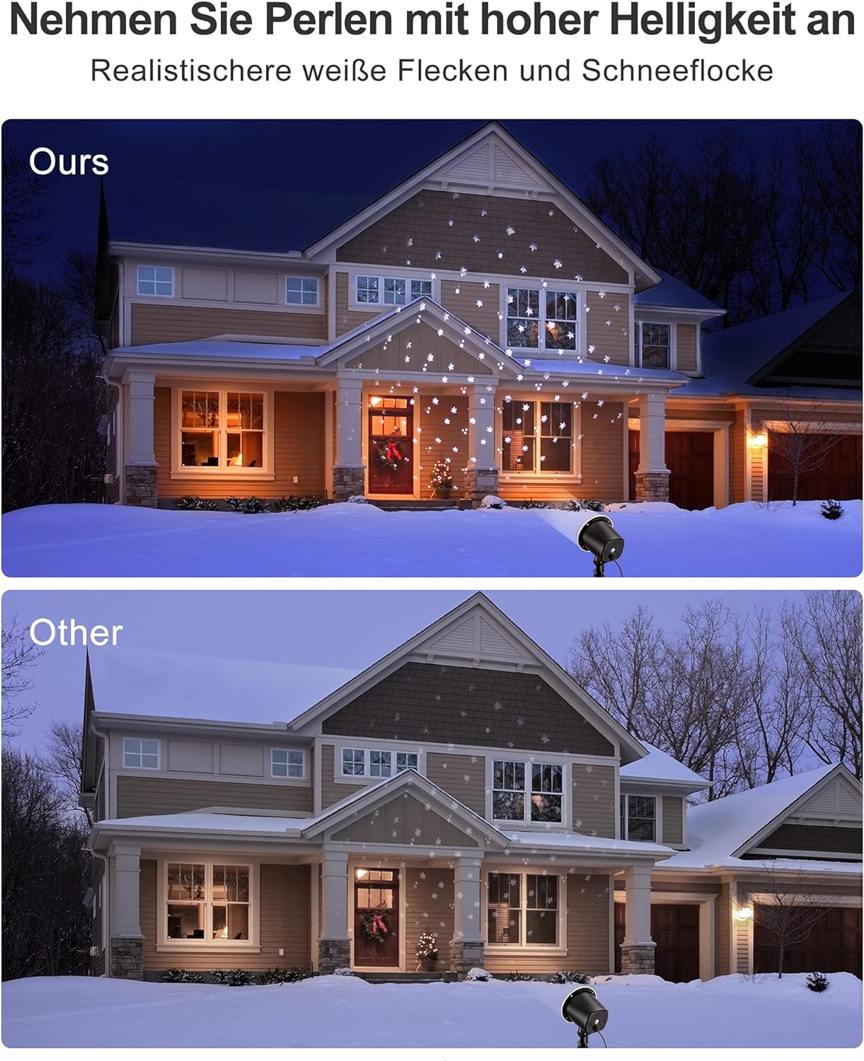 Projecteur de Noël KOICAXY, projecteur LED étanche pour l'intérieur et l'extérieur, projecteur de chutes de neige pour Halloween, Noël, Urlaub, fête