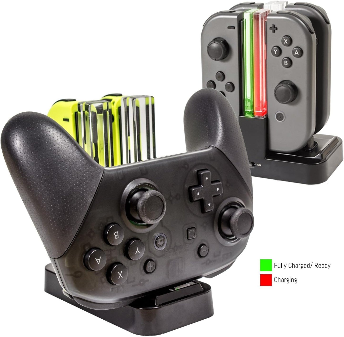 Orzly Ladestation für Switch Controller Pro Controller und JoyCons, Dockingstation [mit einzelnen LEDs und USB Type-C Kabel]