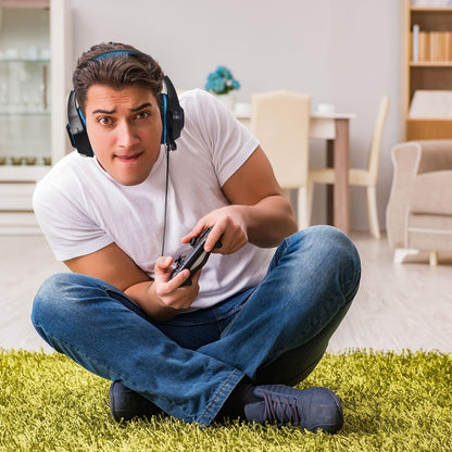 Beexcellent GM-1 Kabelgebundenes 3,5-mm-Over-Ear-Pro-Gaming-Headset Surround-Sound-Kopfhörer mit LED-Beleuchtung und Mikrofon für PS4, Xbox One, PC, Laptop, Tablet, Handy (Blau)