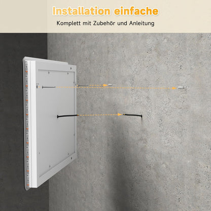Miroir de salle de bain LED SONNI avec interrupteur tactile 80x50cm Blanc chaud IP44 Économie d'énergie