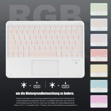 Clavier Bluetooth IVSOTEC avec pavé tactile, 7 options, sans fil pour iPad, tablette Android, Microsoft Surface, smartphone, or rose