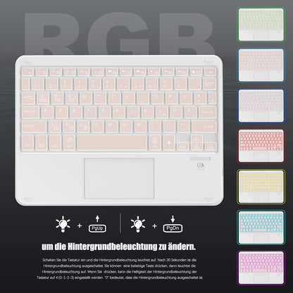 Clavier Bluetooth IVSOTEC avec pavé tactile, 7 options, sans fil pour iPad, tablette Android, Microsoft Surface, smartphone, or rose