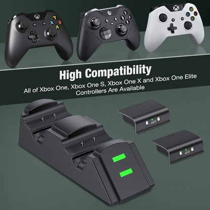 Controller-Ladestation für Xbox One, Ladestation für Xbox One Controller-Akku, 2 x 1200 wiederaufladbare Akkus, kompatibel mit Xbox Series X|S/Xbox One/Xbox One S/X/Elite