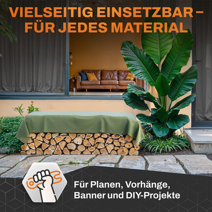 CRAFTUS® Profi Ösenzange Set mit 200 rostfreien Ösen (Ø 10mm) I Magnetische Ösenpresse aus gehärtetem Stahl für Stoffe & Planen I Ösenstanze für Planenösen & Metallösen