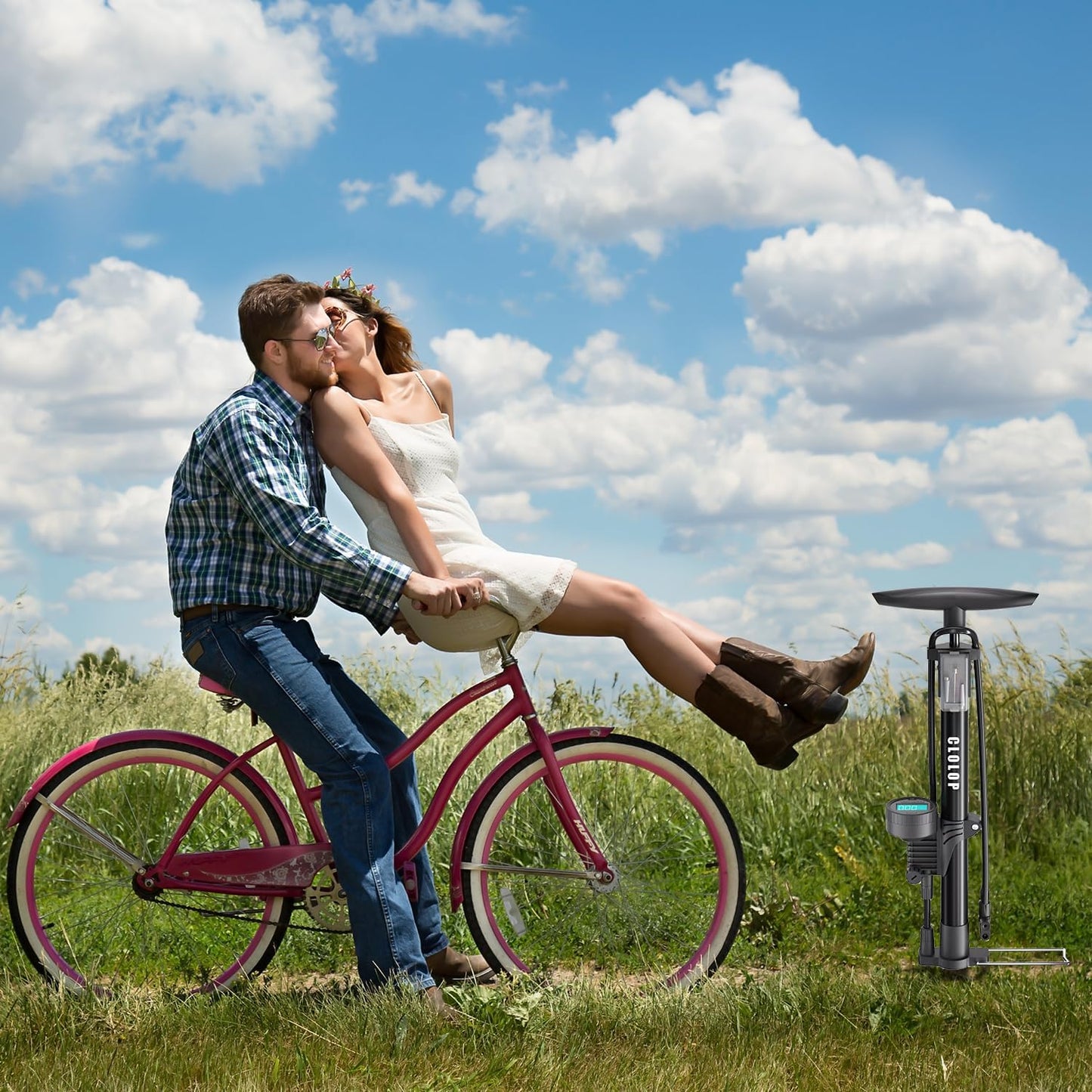 CLOLOP Fahrradpumpe Standpumpe Digitales Manometer Ballpumpe mit Presta- und Schrader-Ventilen für Fahrradreifen Sportbälle Luftballons Schwimmringe usw.