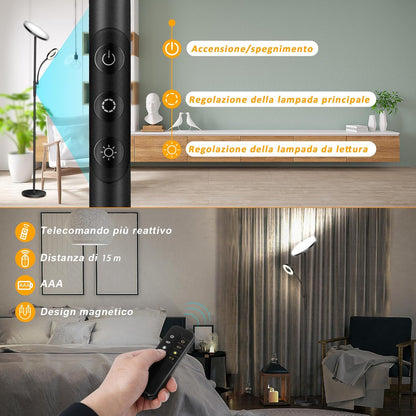LED Stehleuchte Deckenfluter, 3600LM 42W Moderne Stehleuchten avec lampes LED plus lumineuses, 2700K-6500K Stufenlos Dimmbare Stehlampe avec Fernbedienung &amp; Touch Control für Wohnen [Classe énergétique F]