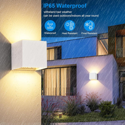 ledmo 4 Pièces 20W Appliques Intérieures/Außen 2000LM Appliques Auf und Ab Verstellbarer Lichtstrahl Lampes d'extérieur LED 3000K Appliques murales blanc chaud IP65 Appliques murales étanches [Classe énergétique F]