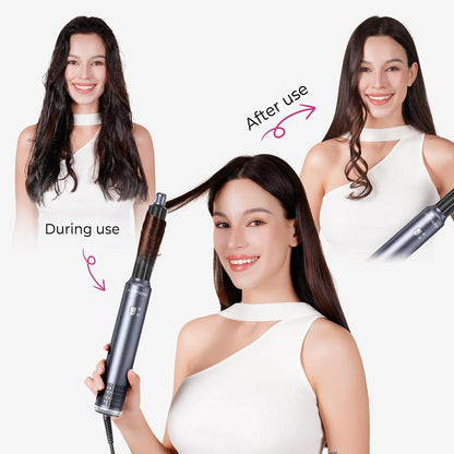 Atopskins Pro Air styler 6 in 1 Airbrush Haarstyler Hair Styler mit Rundbürste, Warmluftbürste, Föhnbürste, Haartrockner, Air Culer, Hairstyler Airstyler für Alle Haartypen, Trocknen, Glätten, Locken