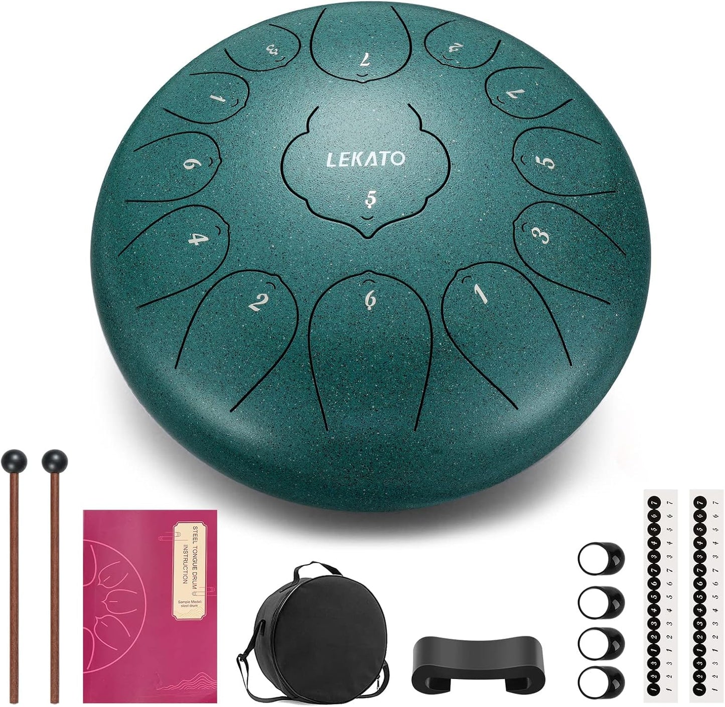 LEKATO Stahlzungentrommel, 30,5 cm 13-Ton-Zungentrommel, Steel Pan-Töne, Schlaginstrument, Handpan-Drommel pour la méditation, le yoga, Klangheilung