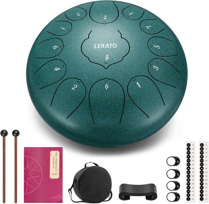 LEKATO Stahlzungentrommel, 30,5 cm 13-Ton-Zungentrommel, Steel Pan-Töne, Schlaginstrument, Handpan-Drommel pour la méditation, le yoga, Klangheilung