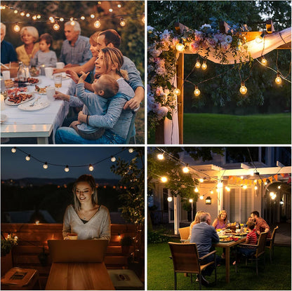 LOFTER Globel Lichterkette, 9 m Soffitten-Lichterkette für den Außenbereich, mit G40 30+3 (Ersatz-)Glühbirnen, IP44 wasserdichte Außenbeleuchtung, netzbetrieben, warmweiße Innen- und Außen-Lichterkette für Schlafzimmer, Garten